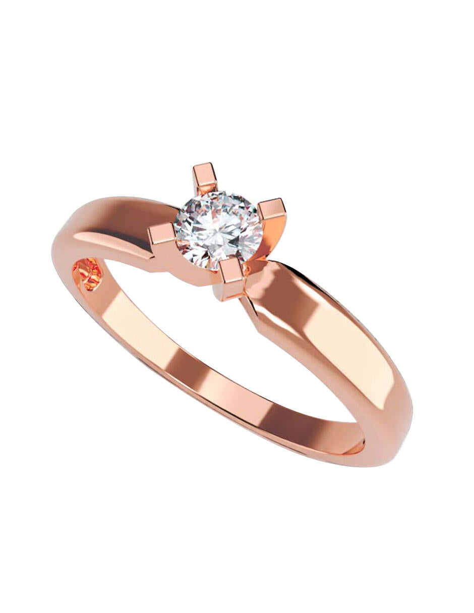 ANILLO DE COMPROMISO DE ORO 10K CON DIAMANTE NATURAL 0.19 I VVS2 Amore Amore Mio