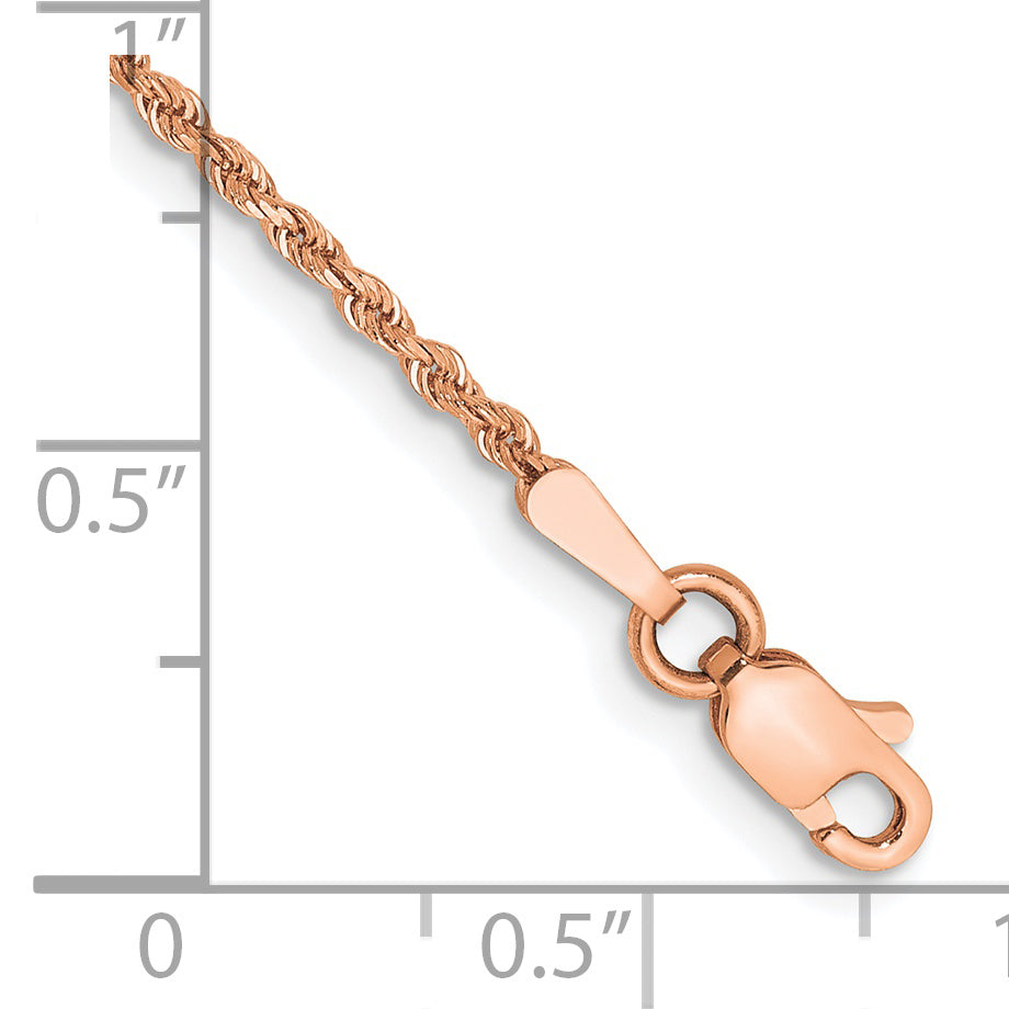 Cuerda D/C de 1,50 mm de oro rosa de 14 k con cadena con cierre de langosta