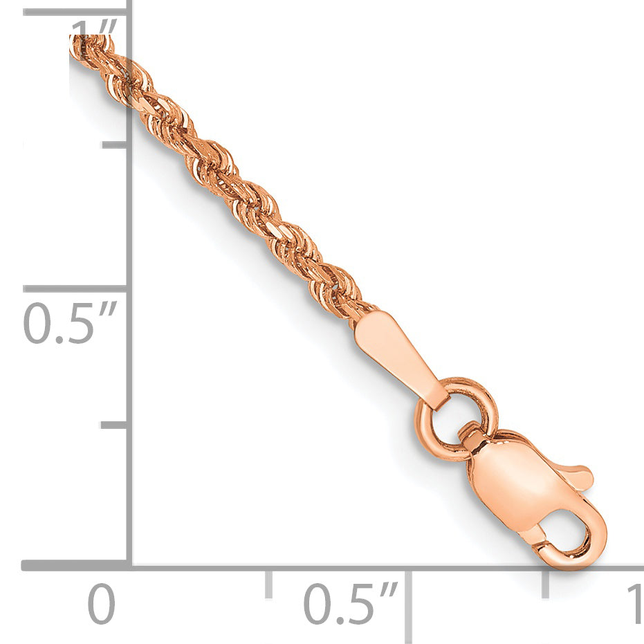 Cuerda D/C de 1,75 mm de oro rosa de 14 k con cadena con cierre de langosta