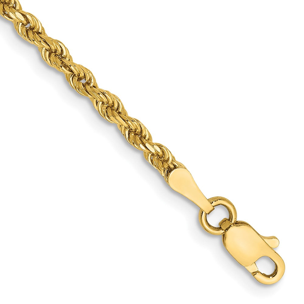 Tobillera de cadena de cuerda con corte de diamante de 14 k y 2,25 mm