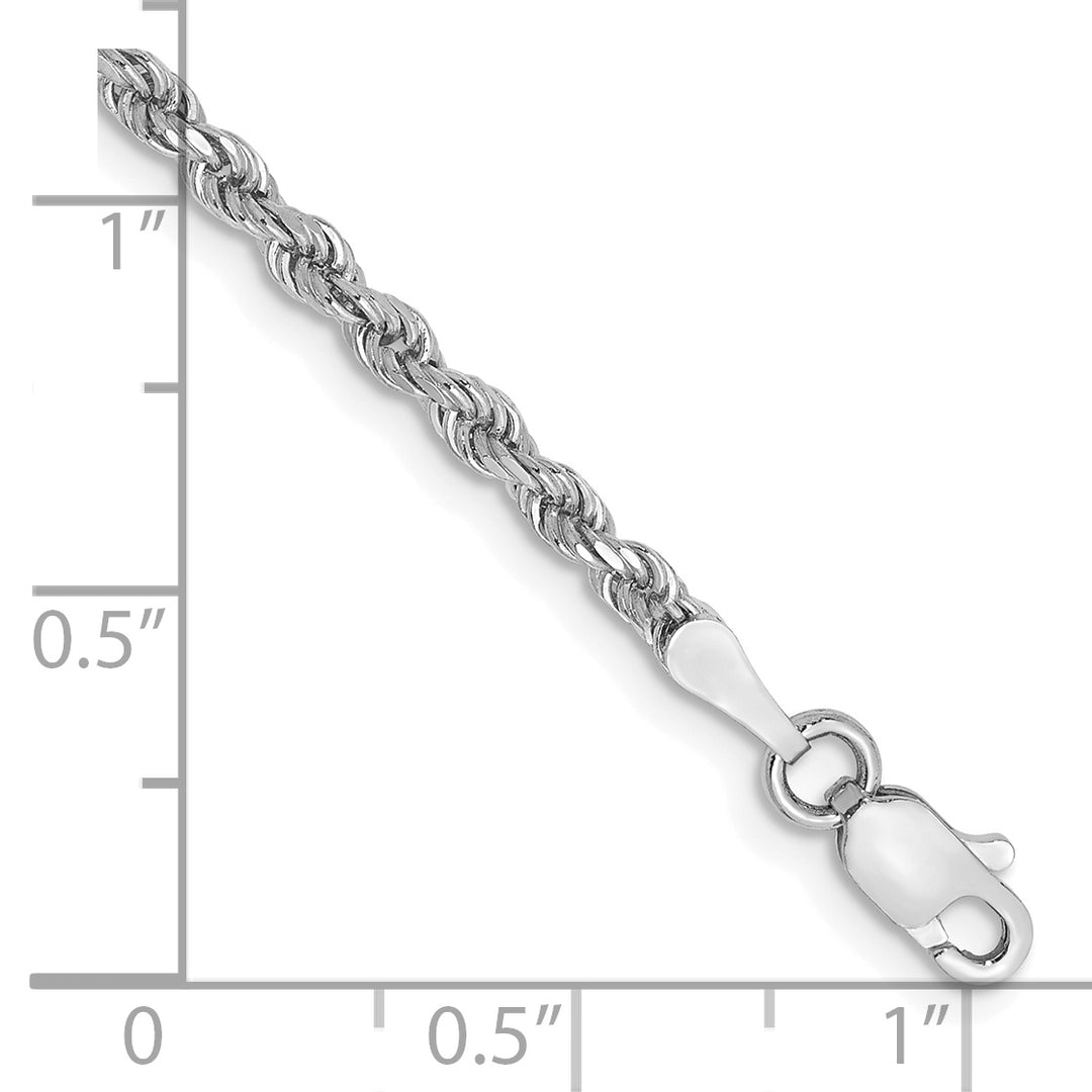 Cadena de cuerda con corte de diamante de 2,25 mm de oro blanco de 10 k