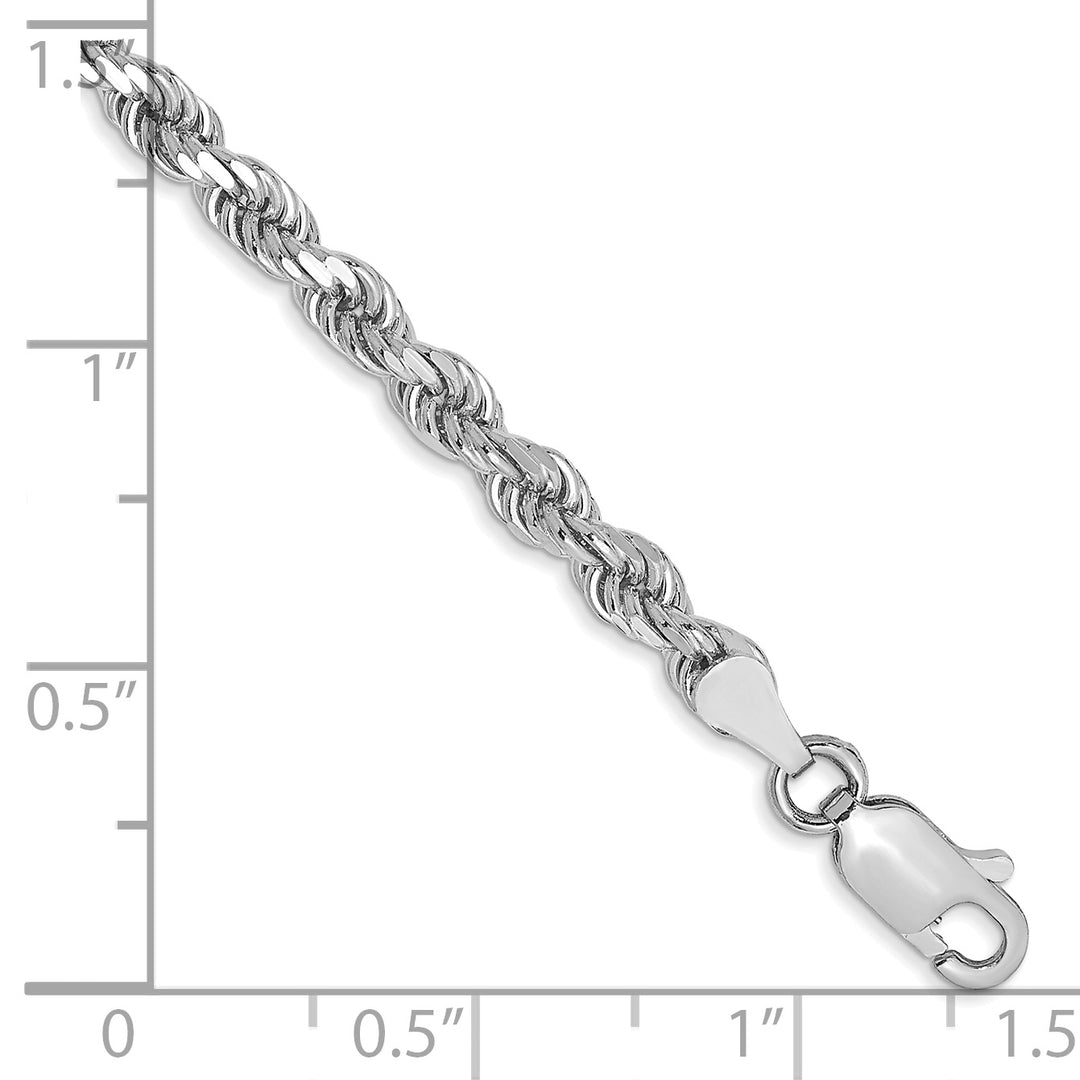 Cadena de cuerda con corte de diamante de 3,5 mm en oro blanco de 10 k