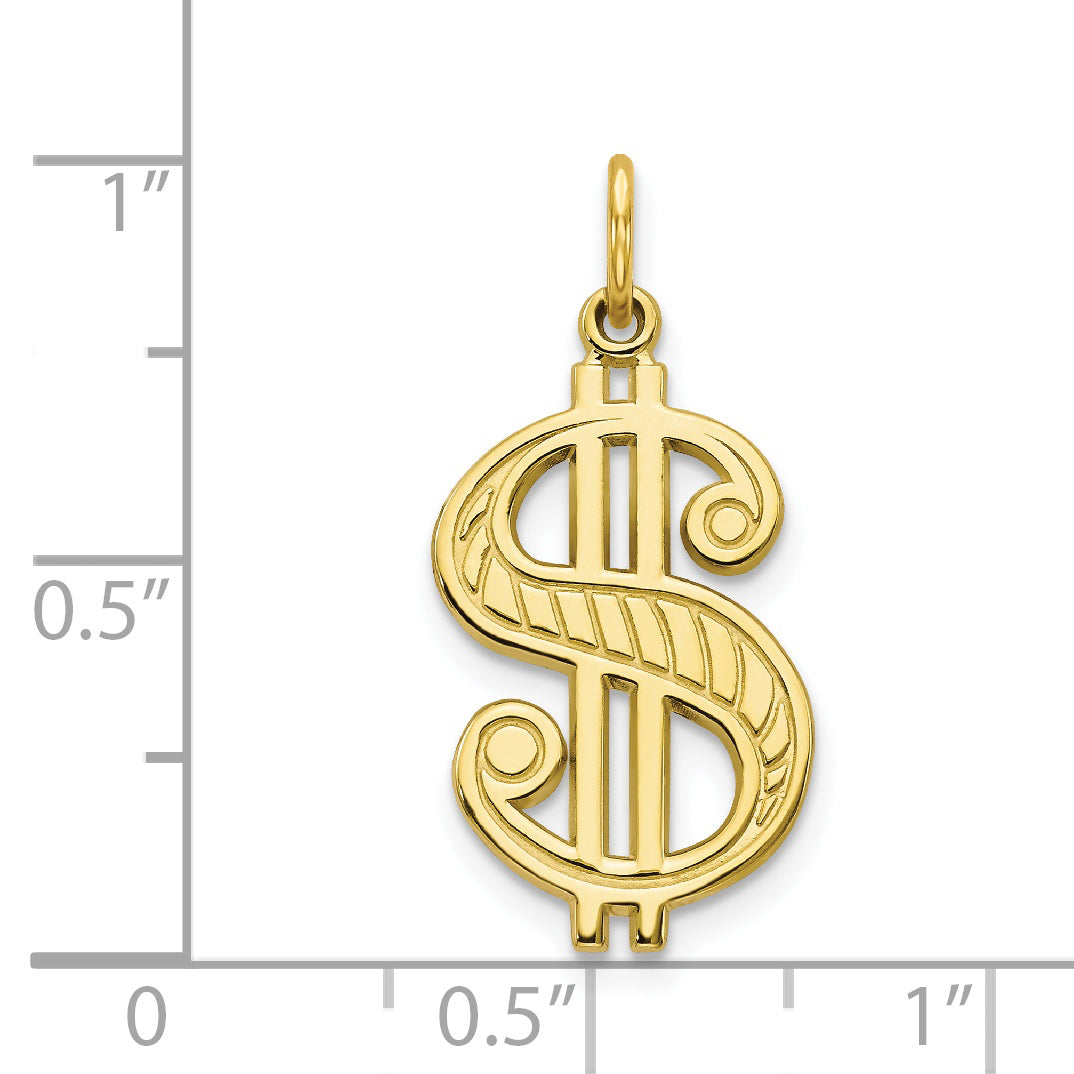 Dije de signo de dólar pulido sólido de 10 quilates