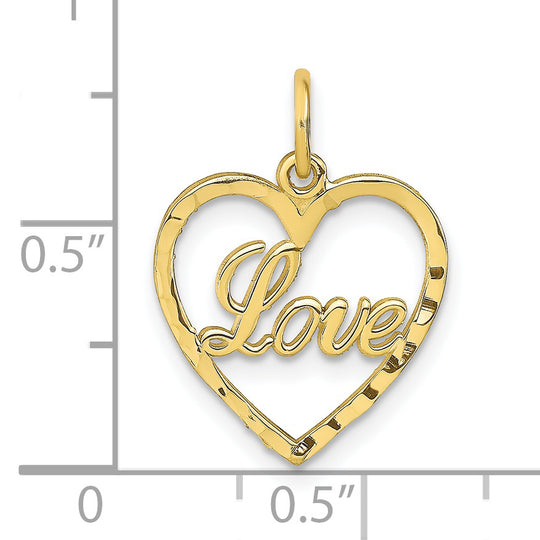 Colgante de Corazón "LOVE" en Oro Amarillo de 10k