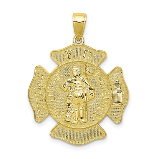 Colgante de San Florián Protect Us/Departamento de Bomberos en Oro de 10k