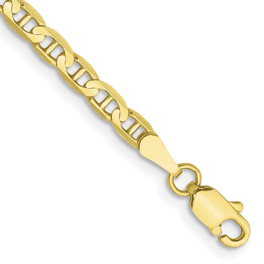 Pulsera Ancla Cóncava de Oro Amarillo de 14k, 7 pulgadas, 7mm con Cierre de Langosta