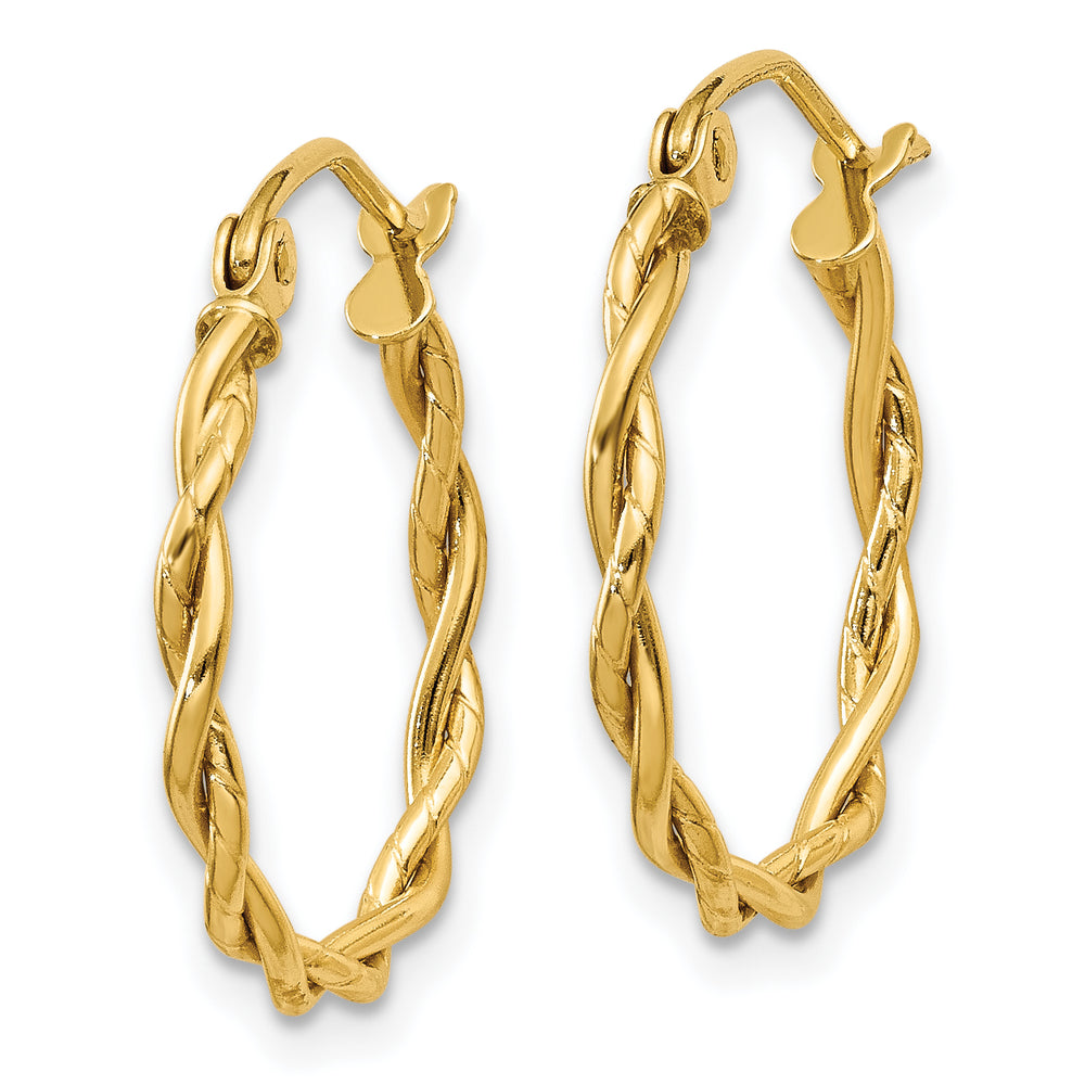 Aretes de Aro trenzados de 2.25 mm Pulidos en Oro de 10k