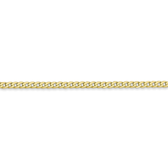 Cadena Curb Bevelada Plana de 10k Oro Amarillo de 2.2mm (16 pulgadas)