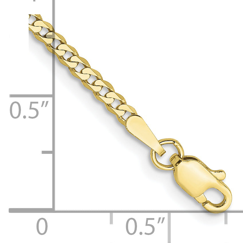 Tobillera de cadena plana biselada de 10 quilates y 2,2 mm