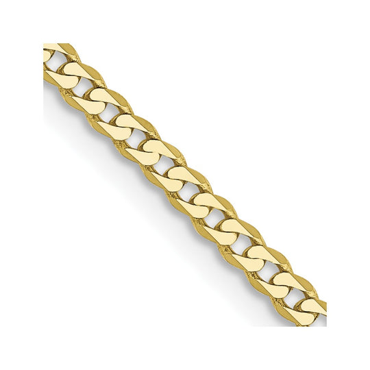 Cadena Curb de 2.2mm Beveled en Oro Amarillo de 10k