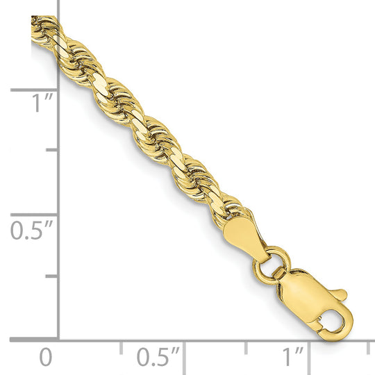 Cadena de cuerda con corte de diamante de 10 k y 3,25 mm