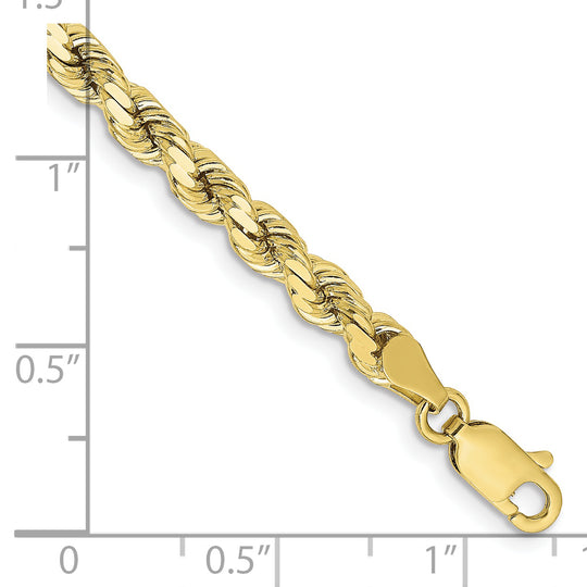 Cadena de cuerda con corte de diamante de 10 k y 4,25 mm