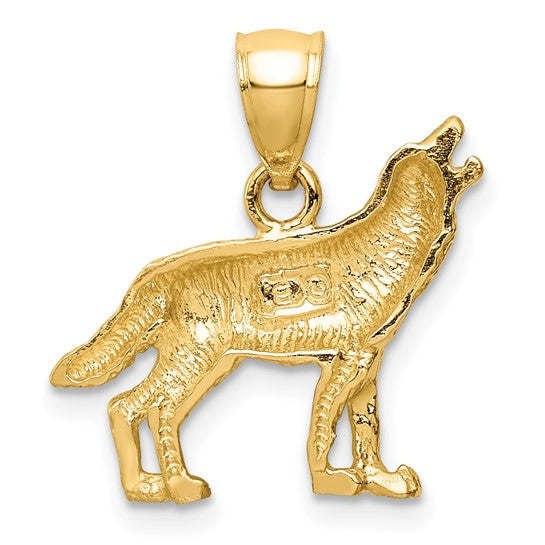 Colgante Lobo Cortado con Diamante en Oro Amarillo 10K