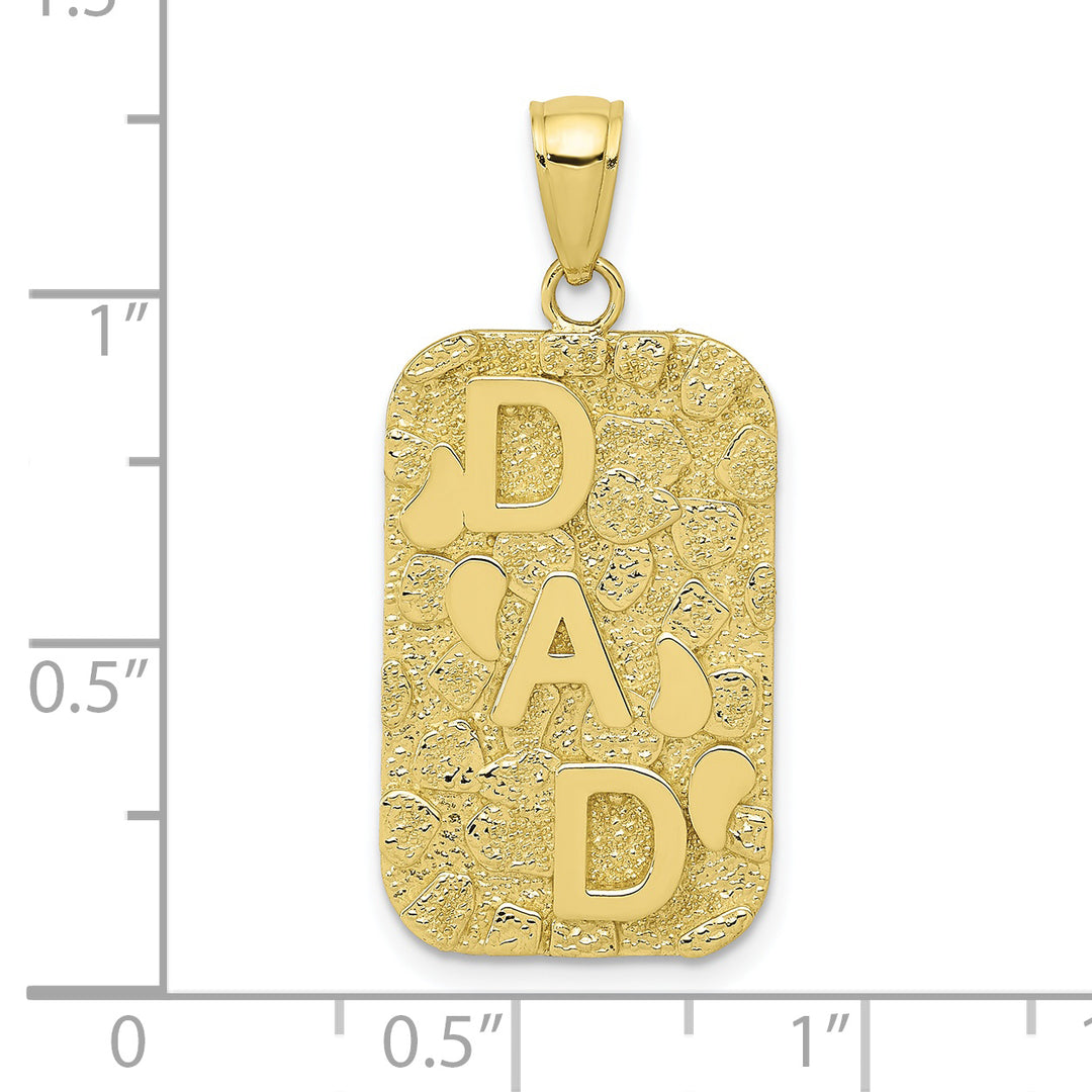 Colgante con placa de identificación de pepita de oro DAD de 10 quilates