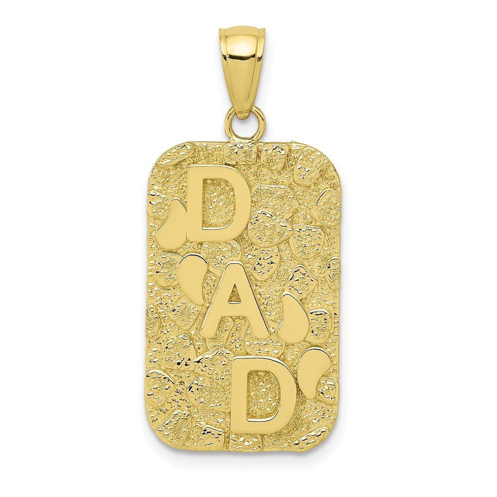 Colgante con placa de identificación de pepita de oro DAD de 10 quilates