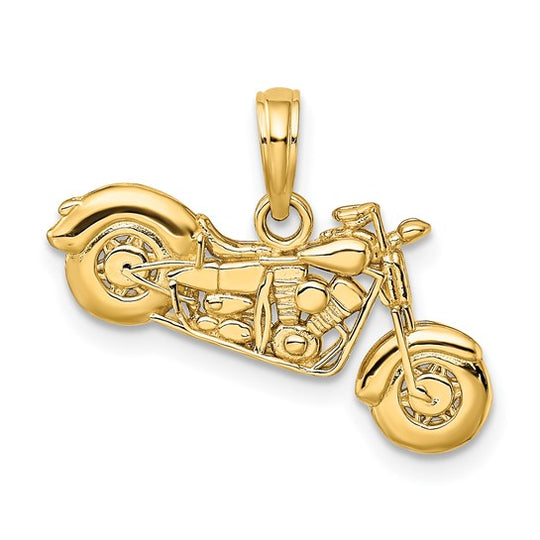 Dije de Motocicleta 3D Texturizado en Oro Amarillo de 10k