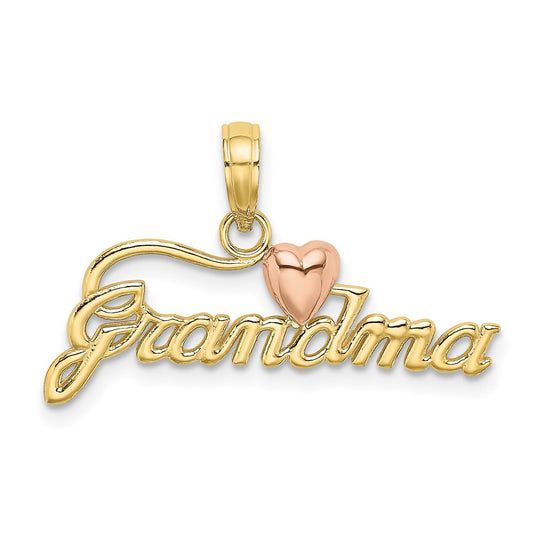 Dije en oro de 10k en dos tonos "GRANDMA" con pequeño corazón