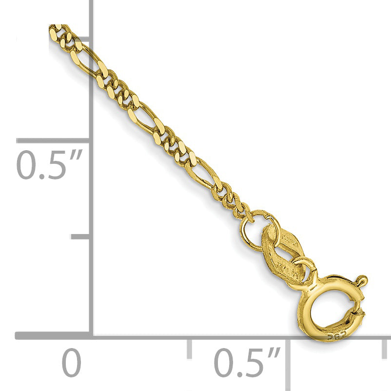 Cadena con Colgante Figaro Plana de 1.25 mm en Oro Amarillo de 10k