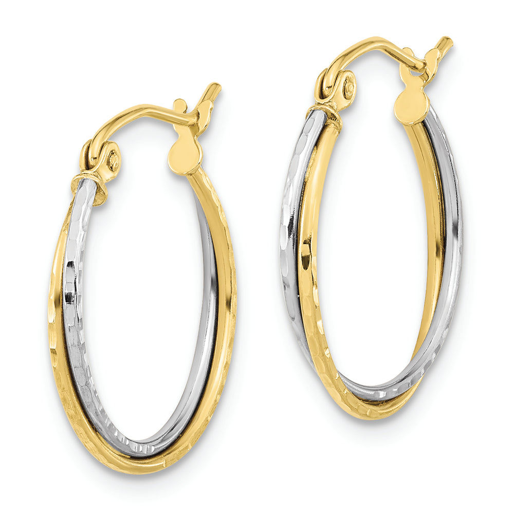 Aretes de Aro Retorcidos con Talla Diamante en Oro Bicolor de 10k