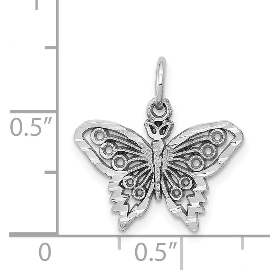 Dije de mariposa de oro blanco de 10 k