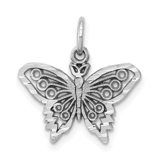 Dije de mariposa de oro blanco de 10 k