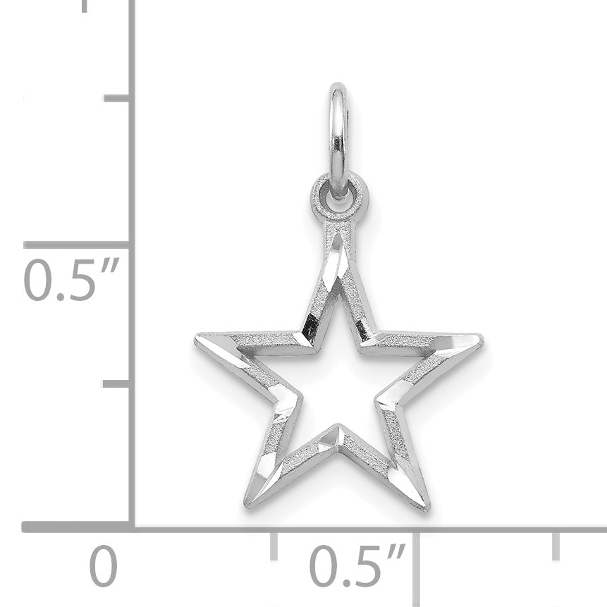 Dije de estrella de talla diamante en oro blanco de 10 k