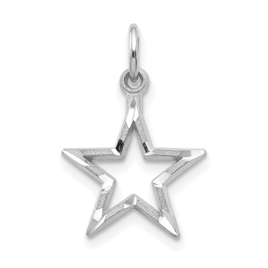 Dije de estrella de talla diamante en oro blanco de 10 k