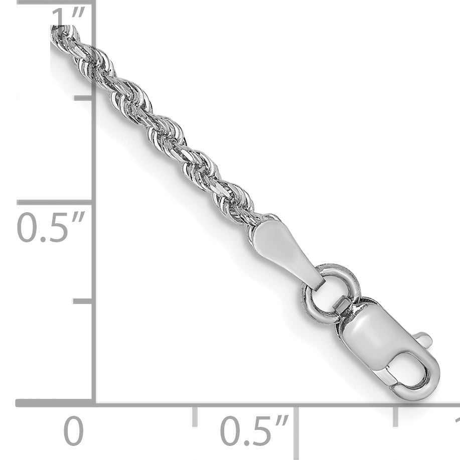 Cadena de cuerda cuádruple D/C de 2 mm de oro blanco de 10 k