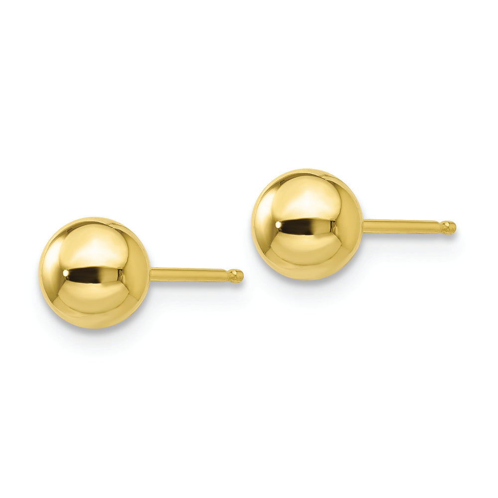 Pendientes de Post con Bola Pulida de 5 mm en Oro Amarillo de 10k