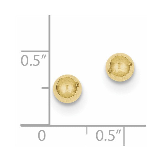 Pendientes de Post con Bola Pulida de 5 mm en Oro Amarillo de 10k