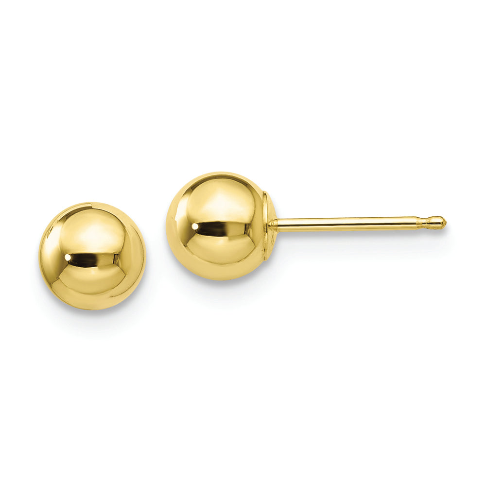 Pendientes de Post con Bola Pulida de 5 mm en Oro Amarillo de 10k