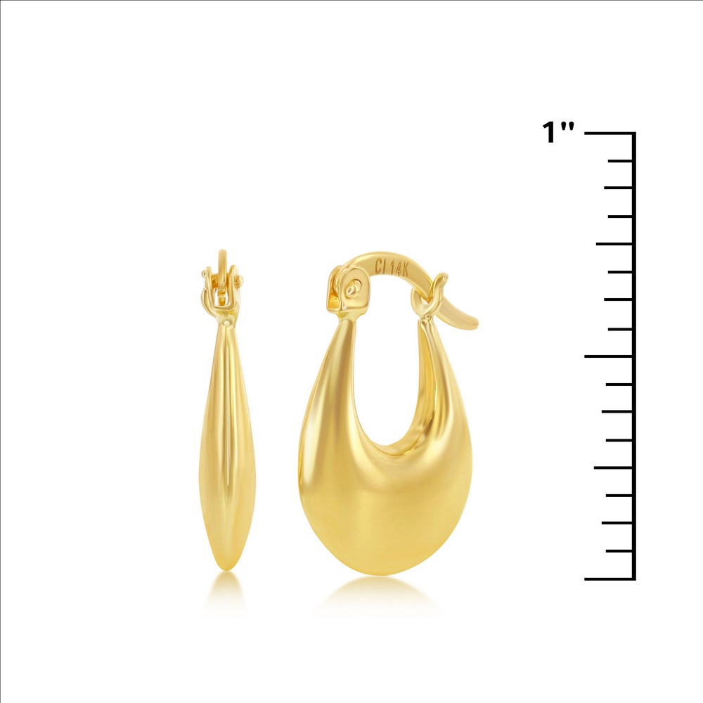 Pendientes de aro inflados de oro amarillo de 19x15 mm - Oro de 14 quilates