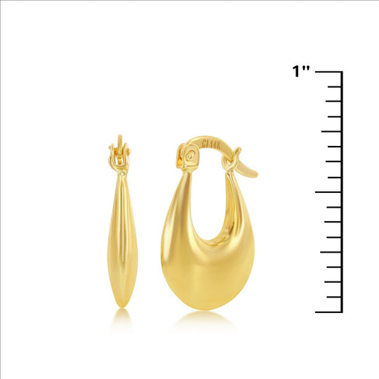 Pendientes de aro inflados de oro amarillo de 19x15 mm - Oro de 14 quilates