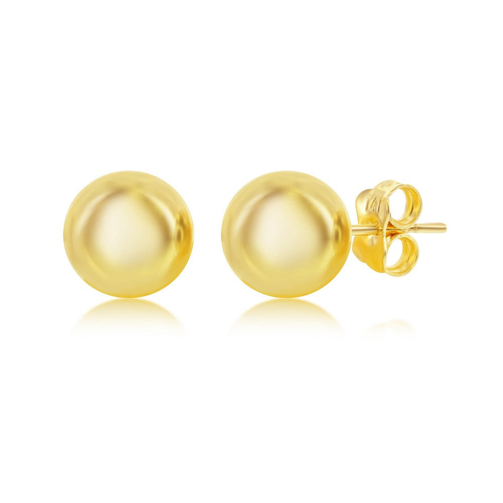 Pendientes de cuentas de oro amarillo de 10 mm - Oro de 14 quilates