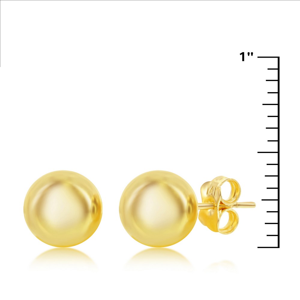 Pendientes de cuentas de oro amarillo de 10 mm - Oro de 14 quilates