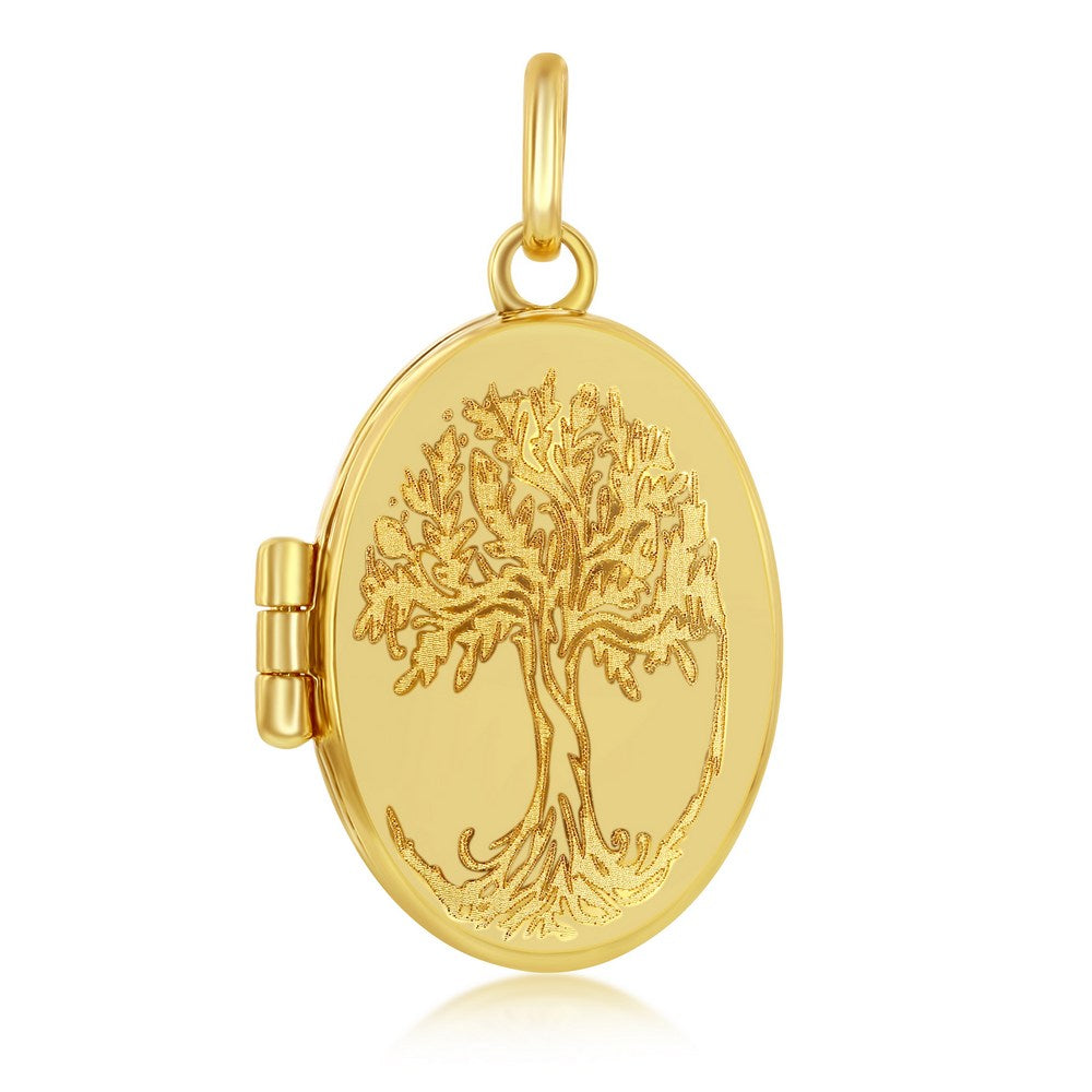 Medallón ovalado del Árbol de la vida en oro amarillo de 14 quilates