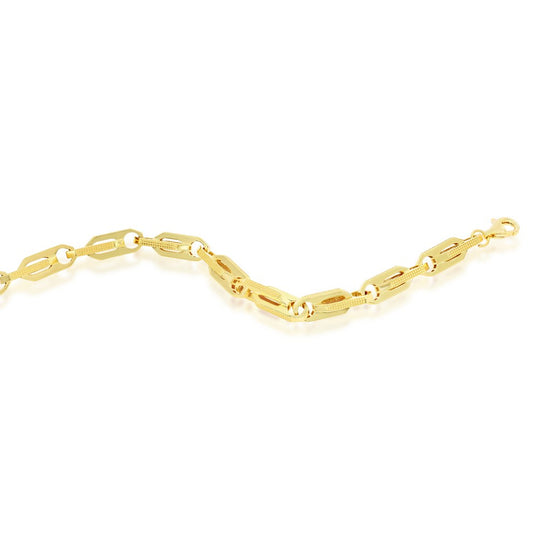 Pulsera texturizada con eslabones de oro amarillo de 14 quilates