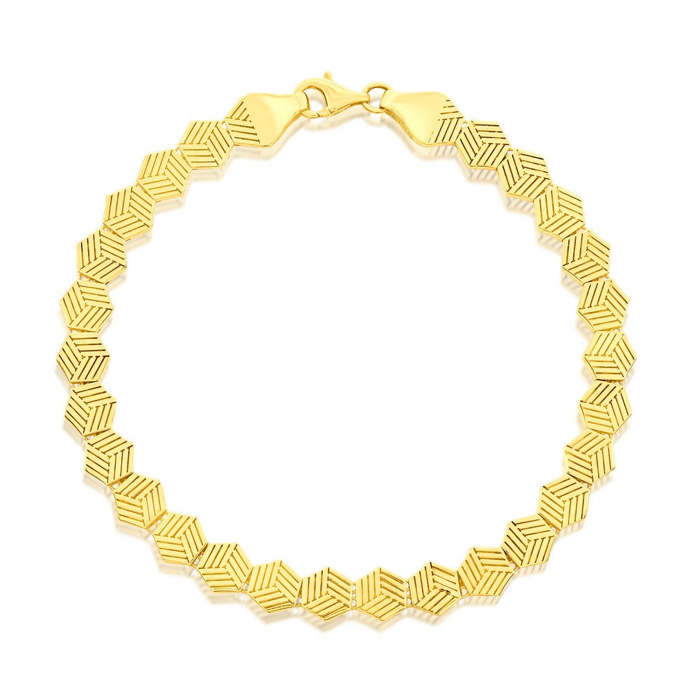 Pulsera hexagonal forrada de oro amarillo de 14 quilates