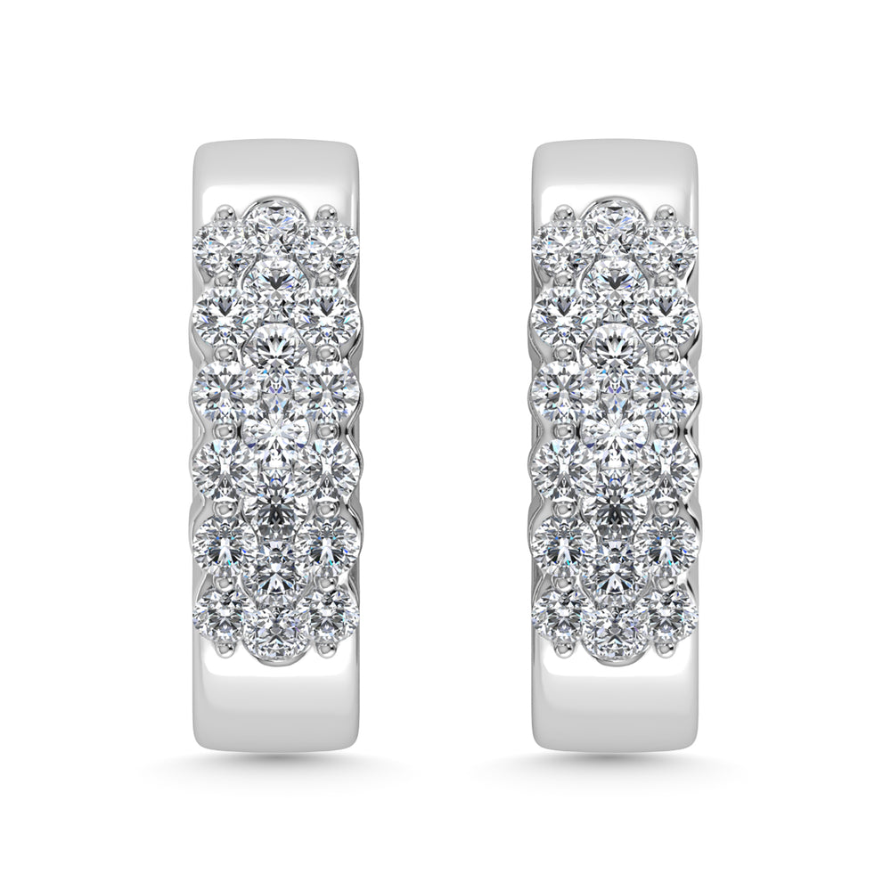 Diamante 1/2 Ct.Tw. Aretes de aro en oro blanco de 14 k