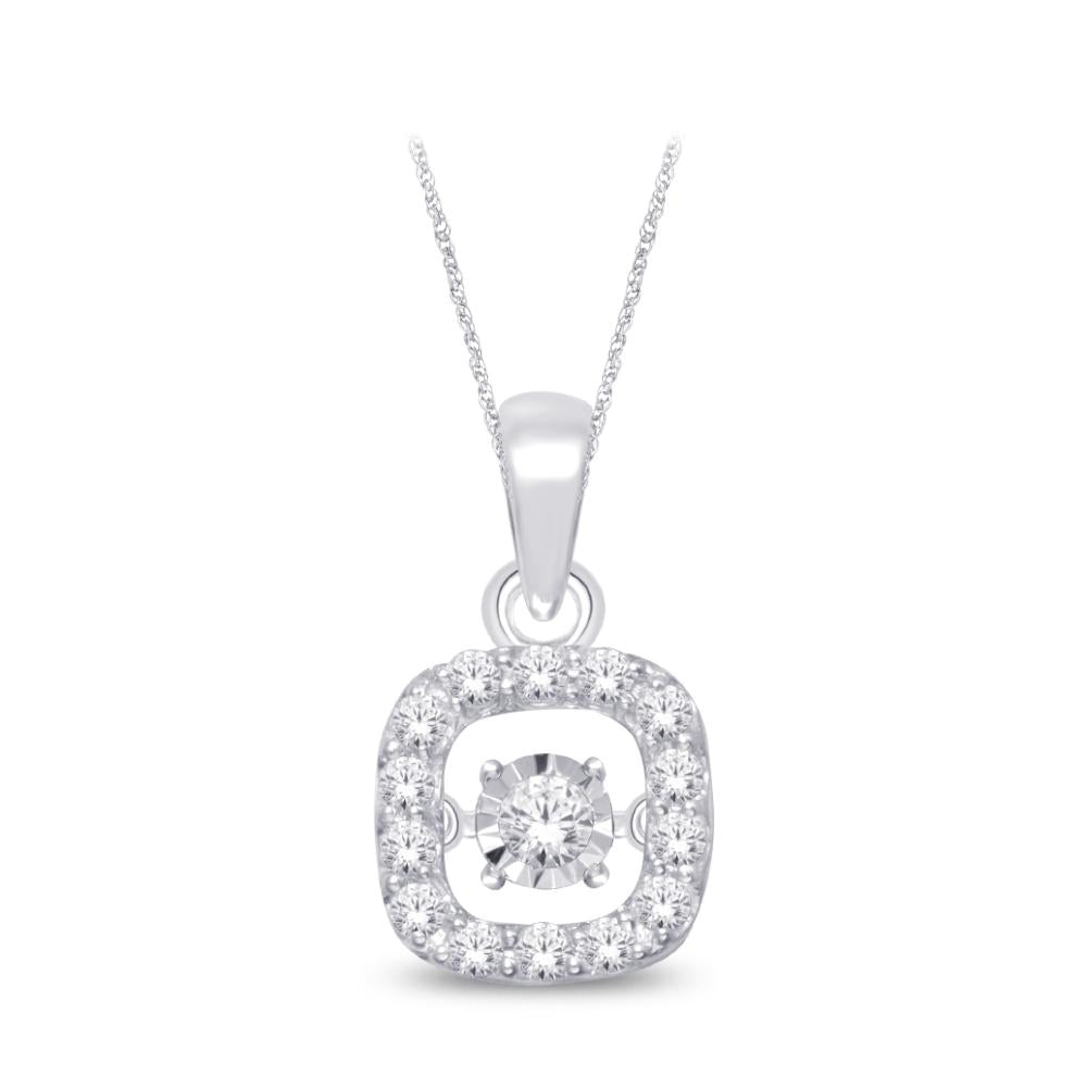 Plata de ley de 1/8 qt.Tw. Colgante de moda de diamantes en movimiento