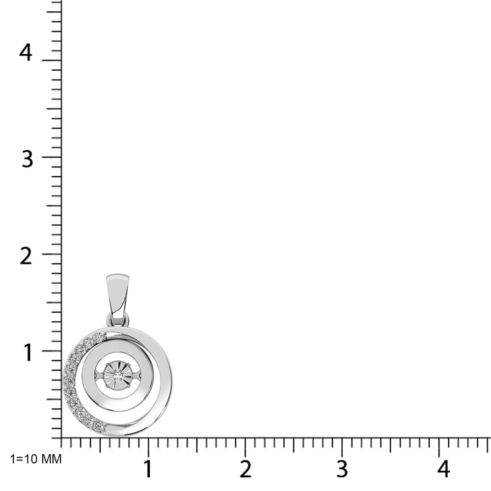 Colgante moderno de plata de ley con diamantes en movimiento de 1/8 quilates