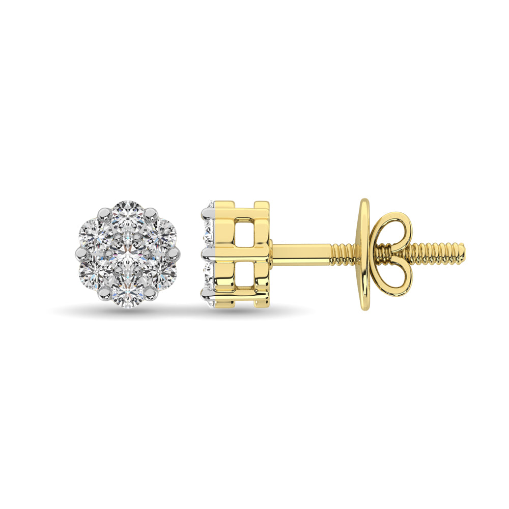 Diamante 1/5 Ct.Tw. Aretes en racimo en oro amarillo de 14 k