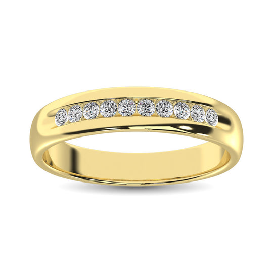 Diamante de oro amarillo de 14 quilates de 1/4 qt. total Banda de máquina para hombres