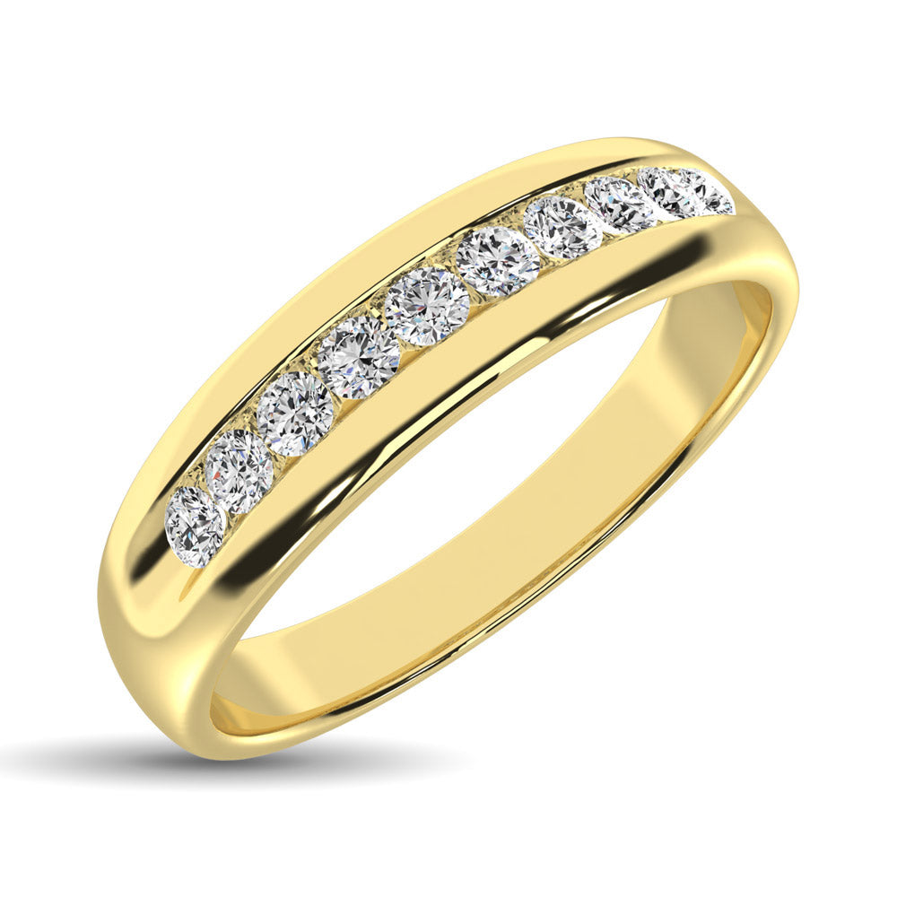 Diamante de oro amarillo de 14 quilates de 1/4 qt. total Banda de máquina para hombres