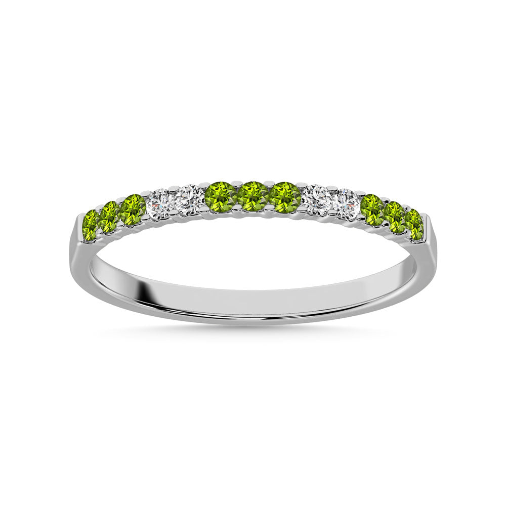 Diamante 1/4 Ct.Tw. y banda de peridoto en oro blanco de 14 k