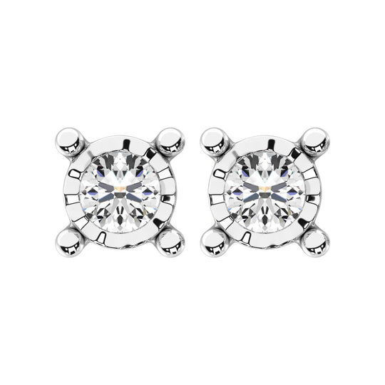 Diamante 5/8 Ct.Tw. Aretes con solitario en oro blanco de 14 k