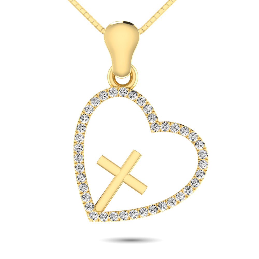 Diamante 1/10 Ct.Tw. Colgante de corazón en oro amarillo de 10 quilates