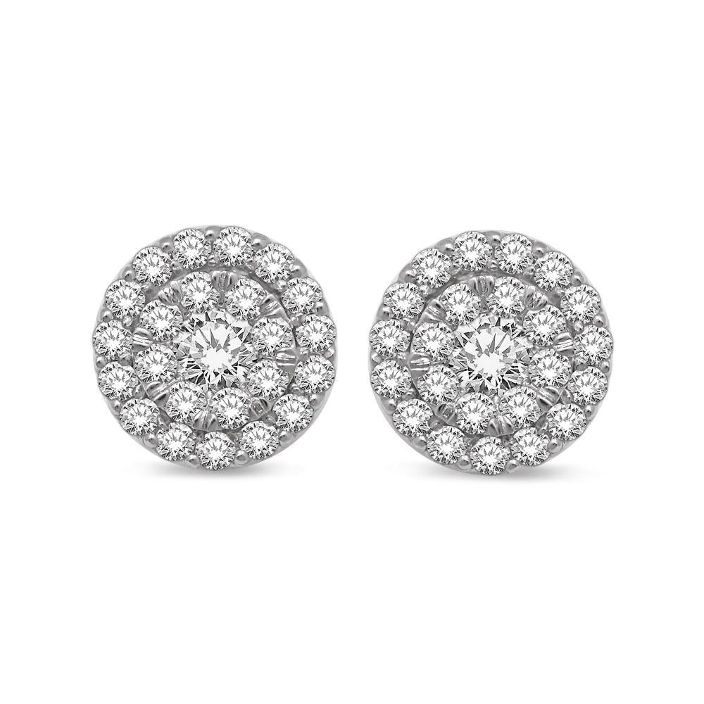 Pendientes de moda con diamantes de oro blanco de 14 quilates de 1 1/2 quilates