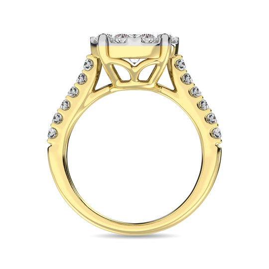 Diamante de 1 qt.Tw. Anillo de compromiso en oro amarillo de 14 k