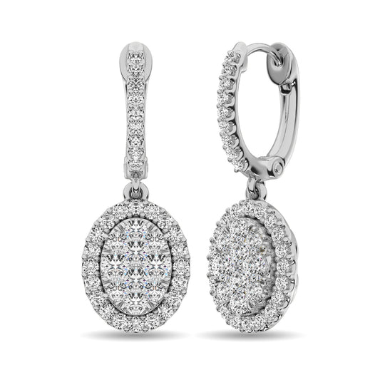 Aretes Colgantes con Diamantes de 1 1/2 qt en Oro Blanco de 14k